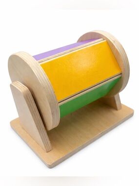 Montessori Wooden Rotating Drum Toy Color Learning Sensory Toddler